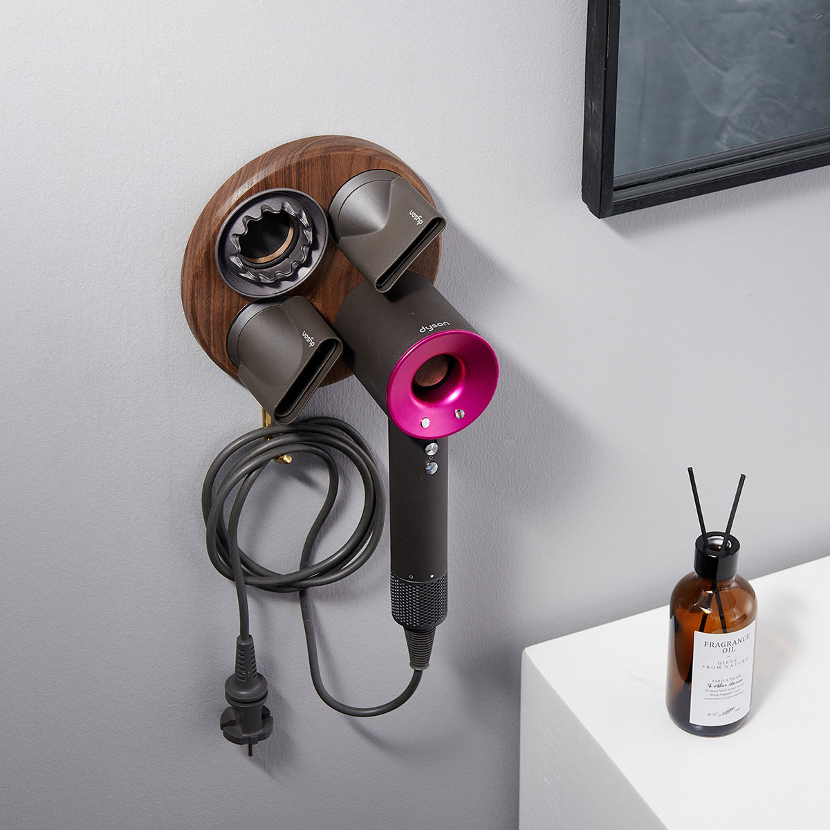 Bathroom Storage Holder Stand for Nozzles & Hair Dryer