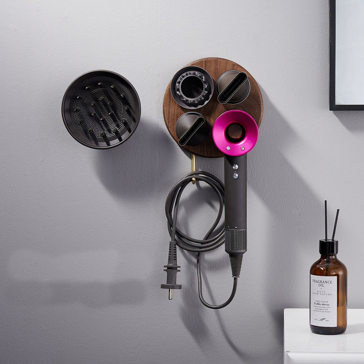 Bathroom Storage Holder Stand for Nozzles & Hair Dryer